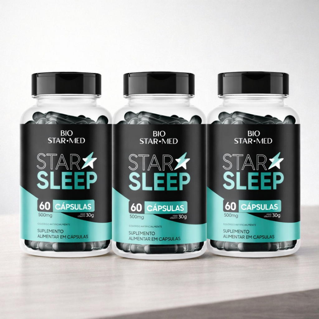 Kit com 3 Star Sleep — Melatonina + Triptofano | 180 Cápsulas (3 potes)