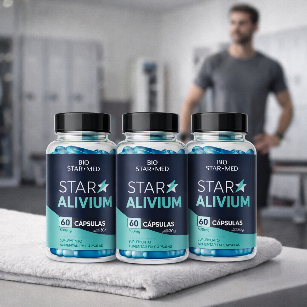 Kit com 3 Star Alivium — Suporte Articular + Mobilidade | 180 Cápsulas (3 potes)
