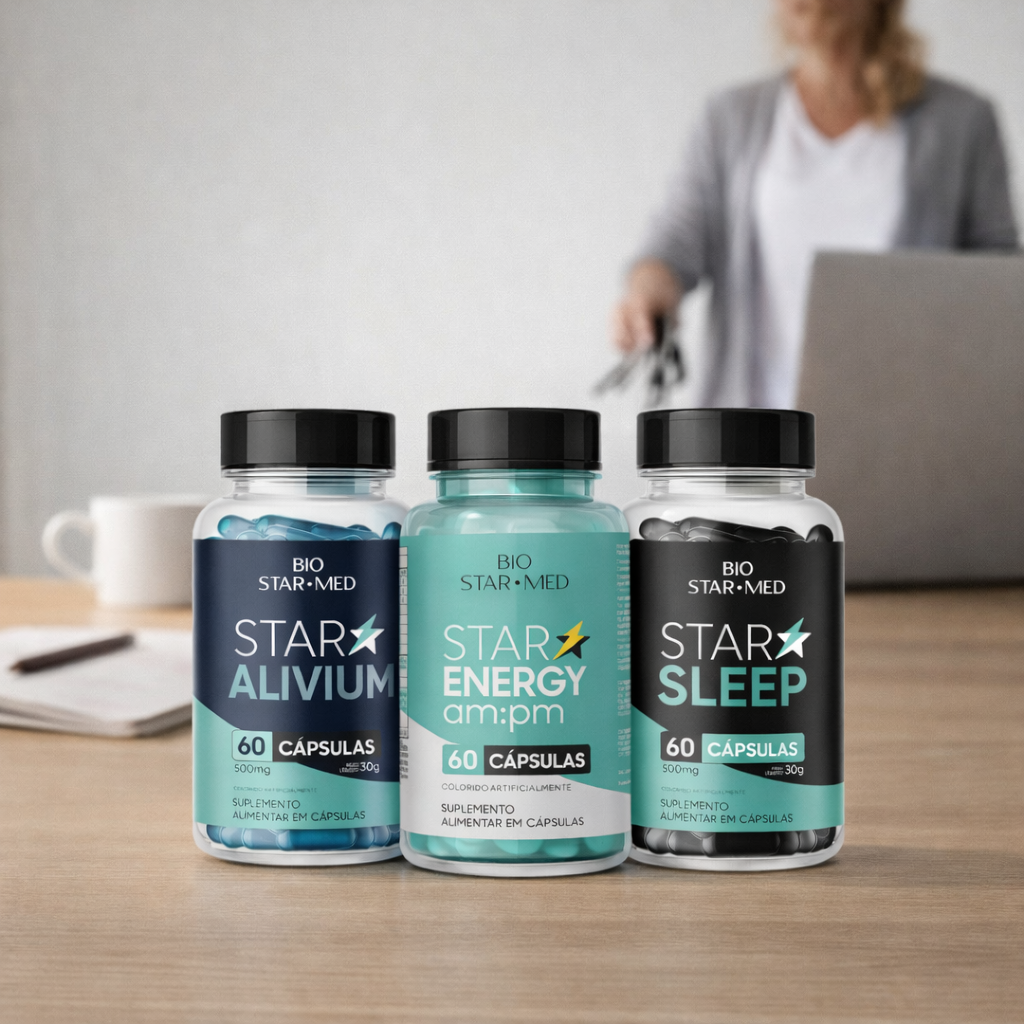 Kit Bio Star Plus — Energia + Descanso + Articulações | 180 cápsulas (3 potes)