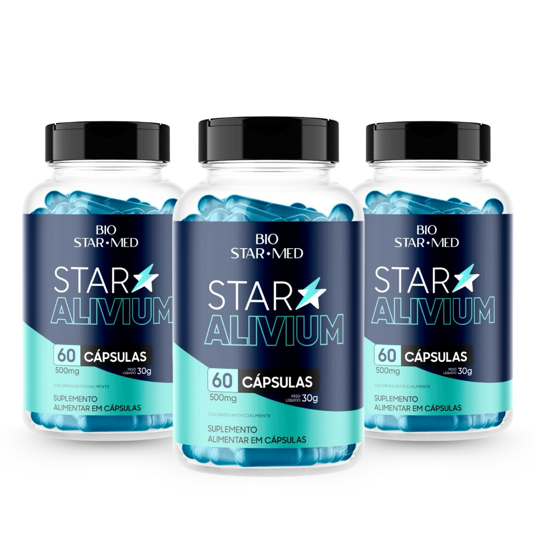 Kit com 3 Star Alivium — Suporte Articular + Mobilidade | 180 Cápsulas (3 potes)