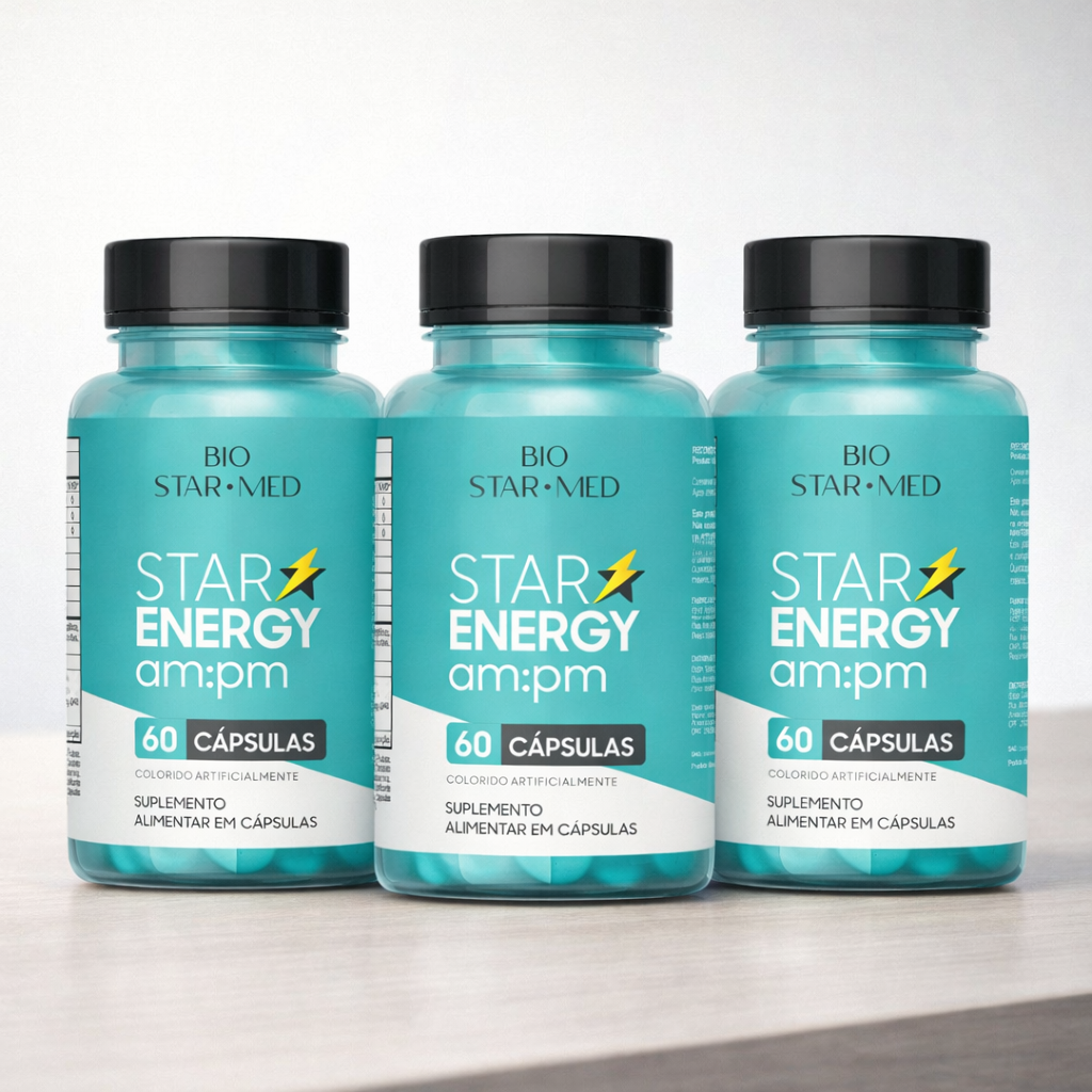 Kit com 3 Star Energy am:pm — Energia + Foco + Disposição | 180 Cápsulas (3 potes)