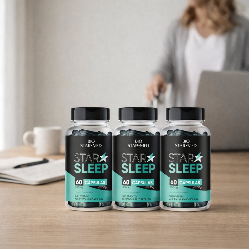 Kit com 3 Star Sleep — Melatonina + Triptofano | 180 Cápsulas (3 potes)